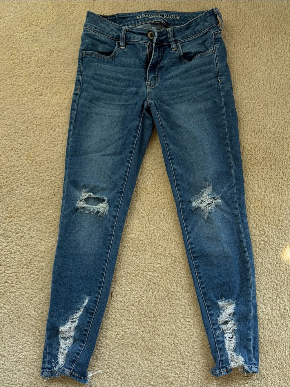 American Eagle Outfitters Women's Ripped Skinny Jeans - Blue
